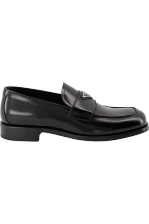 Prada Skor, Herr, 41 1/2 EU, Mocka, Triangle Logo Mockasiner