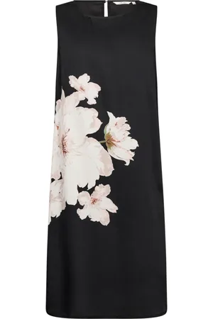 Cream Klänning, Dam, L, Svart Blommig Klänning Craqurella Stil