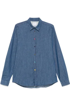 Paul Smith Skjorta, Herr, XL, Denim, Blå Indigo Skjorta med Veck Detaljer