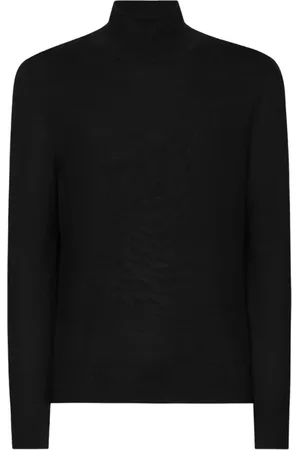 Dolce & Gabbana Stickade tröjor & koftor, Herr, L, Svart tröja med rullad hals