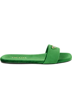 Prada Skor, Dam, 36 EU, Läder, Gröna sammets sandaler