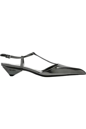 Prada Skor, Dam, 36 EU, Läder, Metallic Slingback Lågklackar