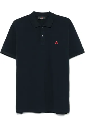 Peuterey Topp, Herr, 3Xl, Bomull, Blå Pikétröja med Broderad Logotyp