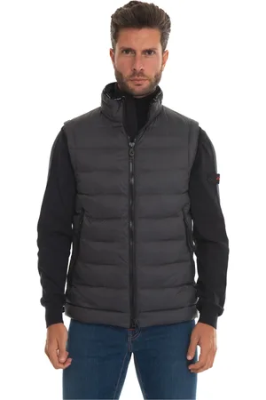 Peuterey Jacka, Herr, S, Polyester, Quiltad Gilet med Logo och Dragsko i Midjan