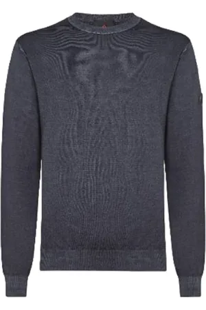 Peuterey Sweatshirts & Hoodies, Herr, L, Blå Acid-Färgad Merinoull Tricot Tröja