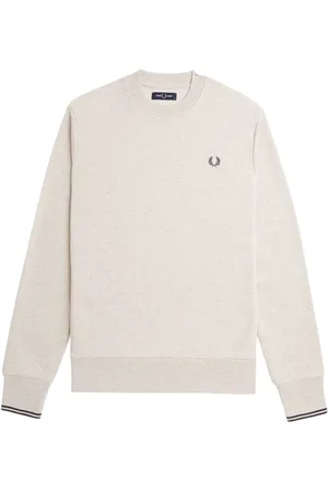 Fred Perry Stickade tröjor & koftor, Herr, L, Bomull, Bouclé Rund Hals Tröja