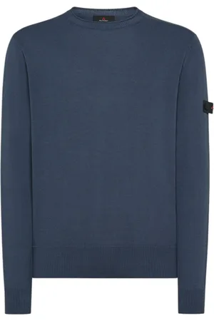 Peuterey Stickade tröjor & koftor, Herr, XL, Bomull, Blå Crewneck Tröja Caliper 01