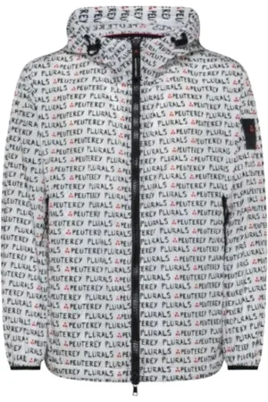 Peuterey Jacka, Herr, M, Vit Hooded Jacka med Digitaltryck