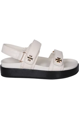Tory Burch Skor, Dam, 40 EU, Läder, Vita Lädersandaler Elegant Design