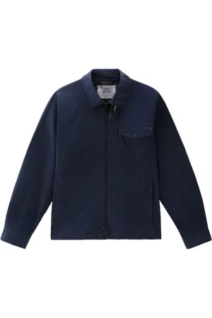 Woolrich Skjorta, Herr, L, Bomull, Blå Bomull Gabardin Dragkedja Skjorta