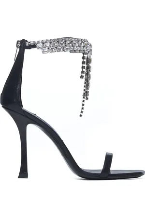 Jimmy Choo Skor, Dam, 38 EU, Läder, Svarta lädersandaler med klack och kristaller