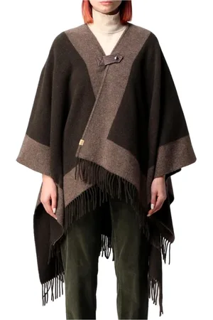 Woolrich Jacka, Dam, ONE Size, Läder, Contrast Wool Blend Cape