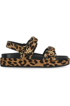 Tory Burch Skor, Dam, 37 EU, Läder, Sandaler i läder med animaliskt mönster
