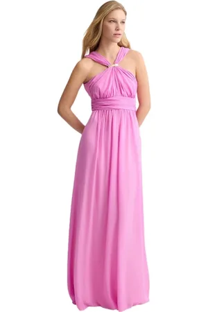Liu Jo Klänning, Dam, M, Elegant Rosa Lång V-Ringad Klänning