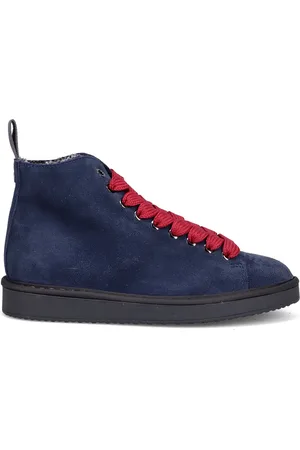 Panchic Skor, Dam, 38 EU, Mocka, Blå mocka ankelboots med röda snören