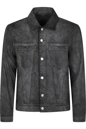 GIORGIO BRATO Jacka, Herr, L, Denim, Eco Lamb Leather Denim Jacket
