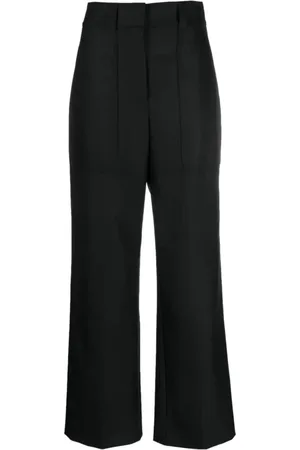 HUGO BOSS Byxor, Dam, L, Bomull, Högmidjade, raka ullbyxor