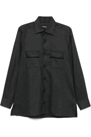 Kiton Skjorta, Herr, XL, Charcoal Grey Flannel Shirt