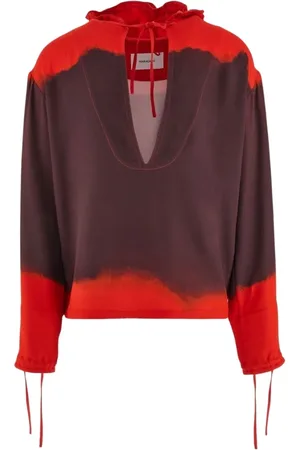 Salvatore Ferragamo Sweatshirts & Hoodies, Herr, M, Röd Kaftan med Gradienteffekt och Huva