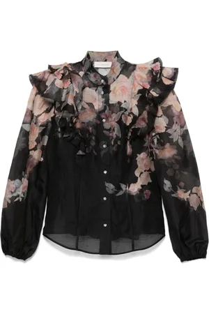 ZIMMERMANN Blusar & Skjortor , Dam, S, Linne, Crush Blommig Blus