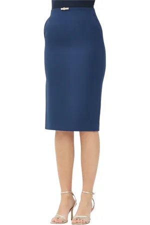 Elisabetta Franchi Kjol, Dam, L, Polyester, Blå Midi Kjol med Strassdekoration