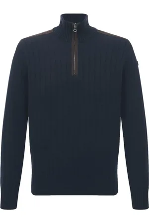 Paul & Shark Stickade tröjor & koftor, Herr, L, Mocka, Half-Zip Turtleneck med mockadetaljer