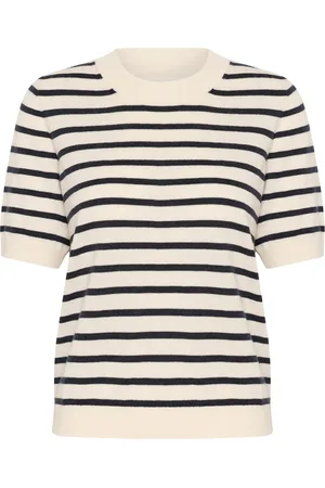 Part Two Stickade tröjor & koftor, Dam, 2Xl, Night Skye Stripe Knit Sweater
