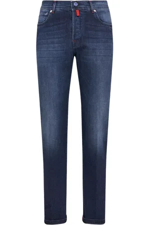 Kiton Jeans, Herr, W31, Bomull, Blå Slim Fit Bomullsjeans