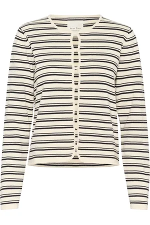 Part Two Stickade tröjor & koftor, Dam, M, Navy Stripe Knit Sweater