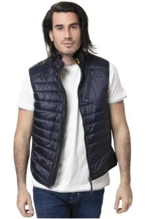 Parajumpers Jacka, Herr, L, Polyester, Marinblå Quiltad Ärmlös Jacka med Hög Krage