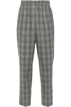 PESERICO SIGN Byxor, Dam, L, Slim Fit Tartan Check Yllebyxor
