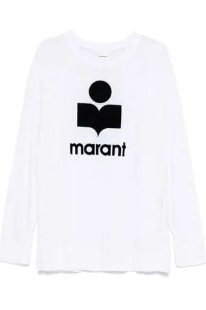 Isabel Marant Topp, Herr, L, Linne, Vit linnettröja med flockad logotyp