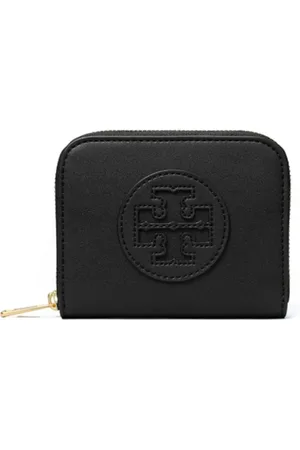 Tory Burch Accessoarer, Dam, ONE Size, Läder, Svart Zip-Up Plånbok i Konstläder