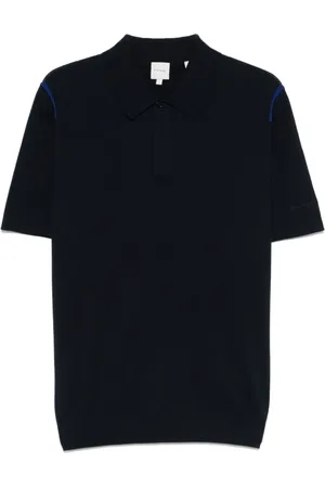 Paul Smith Topp, Herr, S, Blått Poloshirt med Knappslå