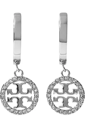 Tory Burch Accessoarer, Dam, ONE Size, Kristallrunda örhängen med silverhänge