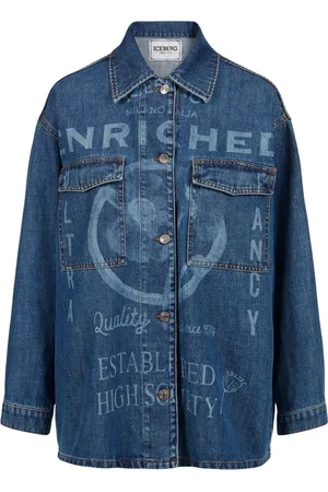Iceberg Jacka, Dam, L, Denim, Regular fit jacka i indigo fixed denim med lasergraverad grafik