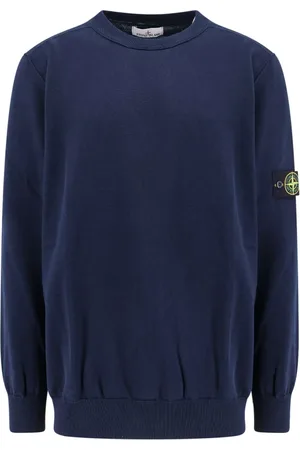 Stone Island Stickade tröjor & koftor, Herr, XL, Bomull, Ribbstickad bomullströja med rund hals