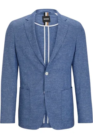 HUGO BOSS Kostym, Herr, L, Linne, Elegant Slim Fit-kavaj med mikrostruktur