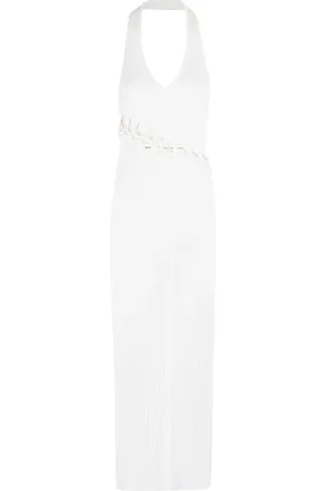 IRO Klänning, Dam, S, Polyester, Vit Ribbad Ärmlös Klänning