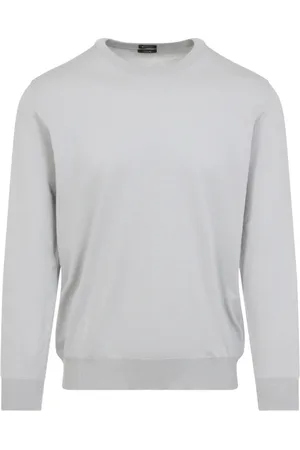 Kiton Stickade tröjor & koftor, Herr, XL, Bomull, Ice Grey Pullover Sweater