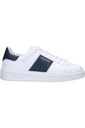 Woolrich Skor, Herr, 43 EU, Läder, Vita, platta sneakers i trendig läder