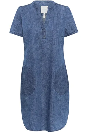 Part Two Klänning, Dam, M, Denim, Blå denimklänning med korta ärmar