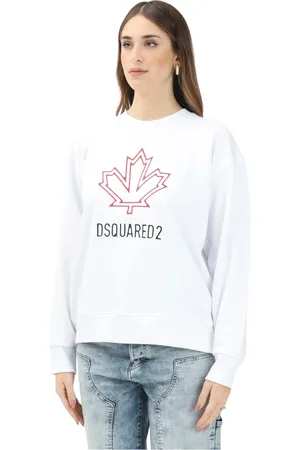 Dsquared2 Sweatshirts & Hoodies, Dam, XS, Bomull, Vit Crewneck Tröja Oversize Vår/Sommar