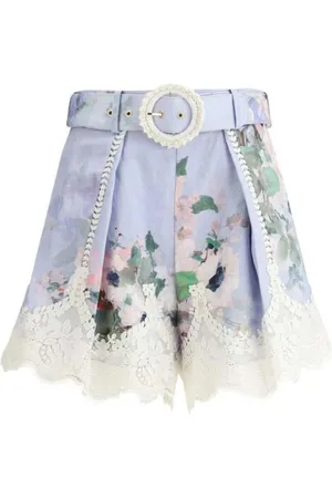 ZIMMERMANN Shorts, Dam, S, Linne, Linneshorts med spetskant