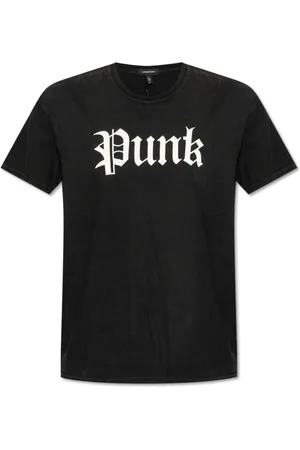 R13 Topp, Dam, L, Bomull, Punk-tryckt Crewneck T-shirt