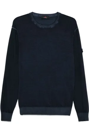 Peuterey Sweatshirts & Hoodies, Herr, 2Xl, Blå Crew Neck Tröja Ribbad