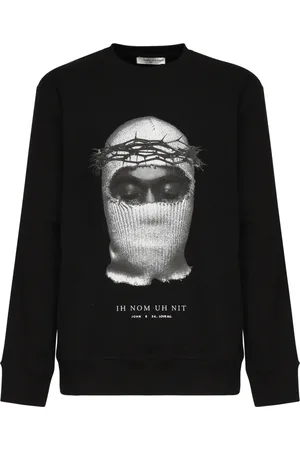 Ih Nom Uh Nit Sweatshirts & Hoodies, Herr, L, Bomull, Svart Bomullströja med Fronttryck
