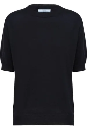 Prada Stickade tröjor & koftor, Dam, M, Kashmir, Kashmir Stickad Triangellogga T-shirts