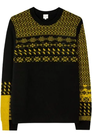 Paul Smith Stickade tröjor & koftor, Herr, L, Rundhalsstickad tröja med Fairisle-mönster