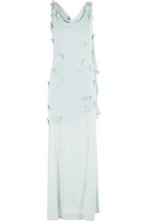 ROTATE Klänning, Dam, S, Polyester, Blå Haze Waterfall Maxi Klänning